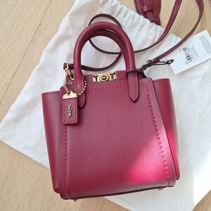 NWT Coach 1941 Troupe Tote 16 Deep Red Leather Crossbody Mini Bag Handbag 79401
